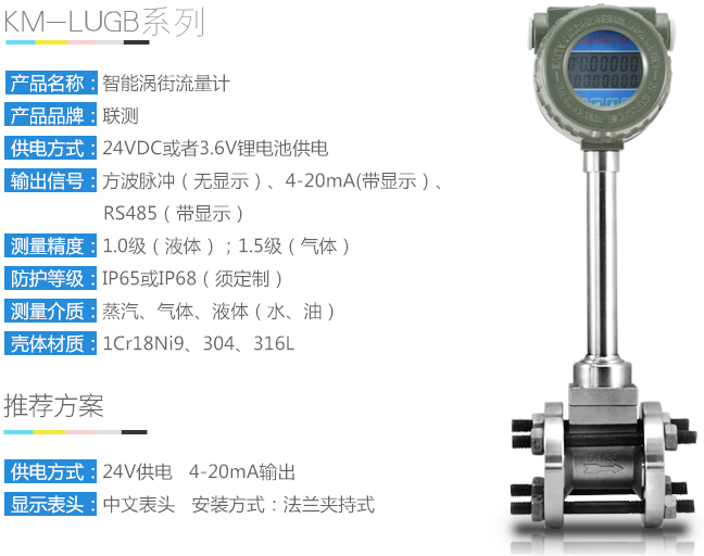 智能型渦街流量計技術(shù)參數(shù)圖