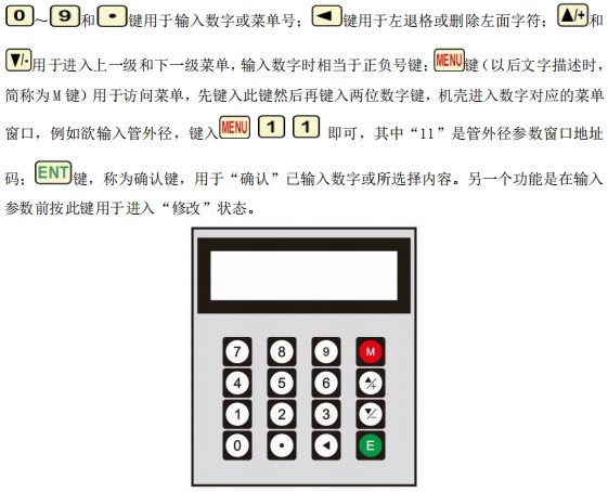 水超聲波流量計(jì)按鍵面板說(shuō)明圖